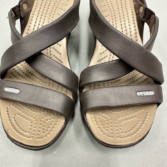 CROCS Cyprus IV Heel Brown Mushroom Brown Sandals Rubber Jelly Womens Size 10 - Picture 9 of 14